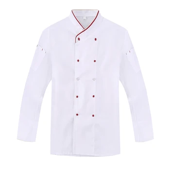 

New 3-Colors Kitchen Chef Jacket Uniforms Long-Sleeved Cook Clothes Restaurant Food Services Frock Coats Man and Woman Work Wear