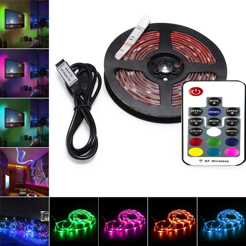 

USB RGB LED Strip Light Waterproof 5V 2835 Strip Light 50cm 1M 2M Flexible ribbon tape RF Remote TV Background Lighting Strip