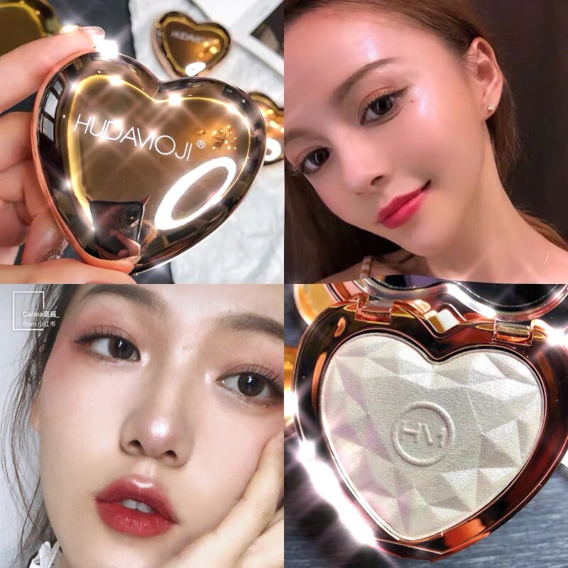 

Cosmetic Heart Highlighter Makeup Palette Waterproof White Gold Shimmer Glow Kit Brightening Powder Highlighter Makeup Glow Kits