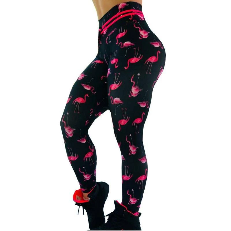 

3D Sexy Black print High Quality Women High Waist Legging Flamingo Magico Colors Printing Fashion Leggings Fitness Woman Pants