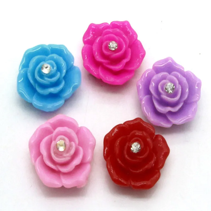 

50pcs Mixed Resin Drilled Roses Flatback Cabochon Jewelry Findings Scrapbooking For Jewelry Making Charms Pendants Accessories