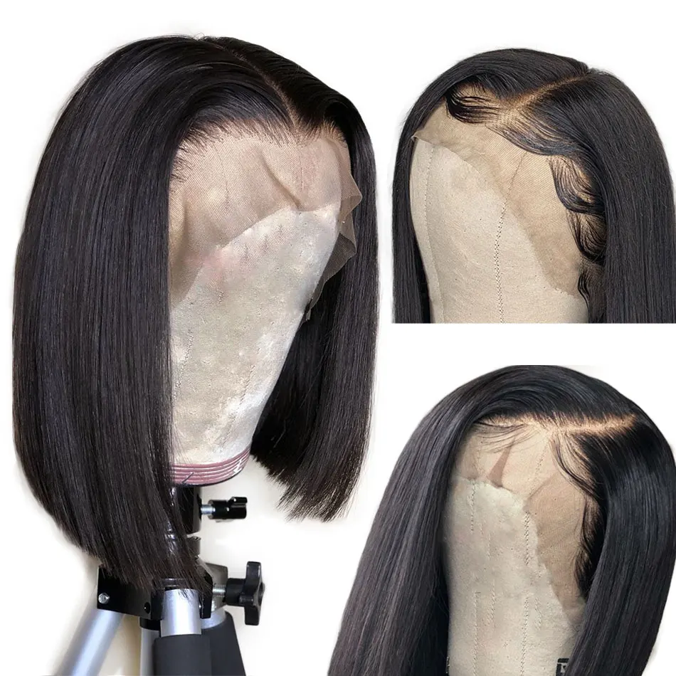 

Short Human Hair Wigs For Black Woman 13x4 Lace Front Wigs Brazilian Straight Non Remy Human Hair Wigs Blut Cut Wig Pre Plucked