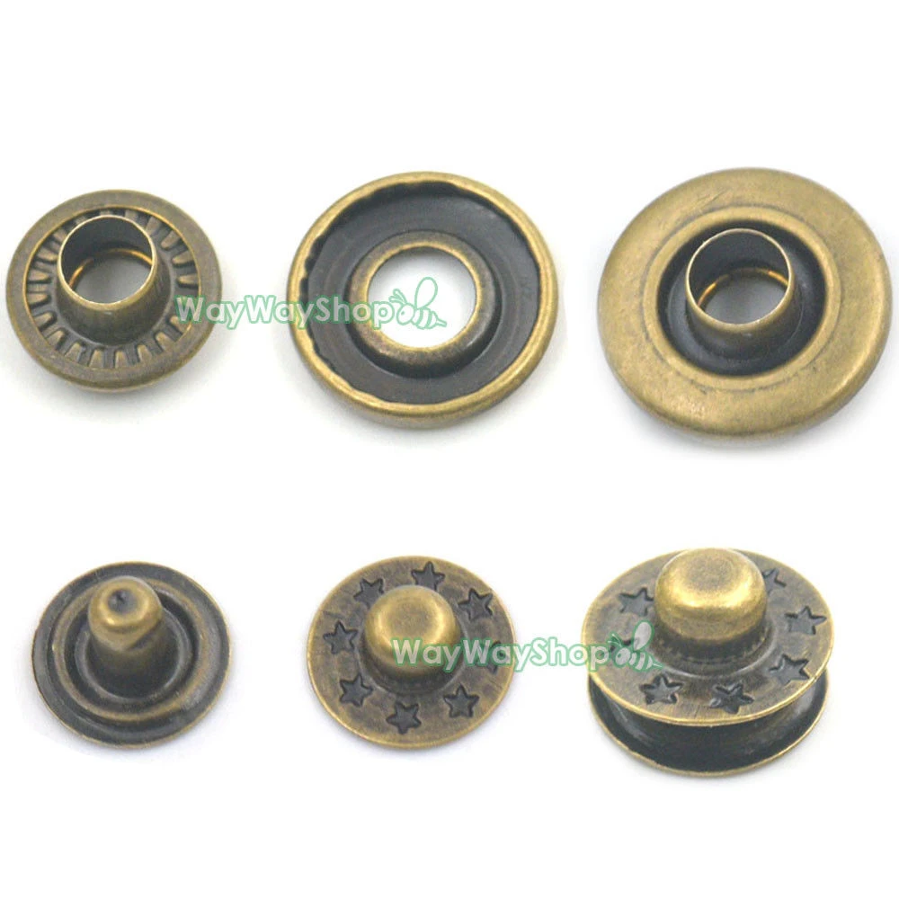 20Pcs Leather Metal Rapid Rivet Copper Round Head Button Iron Press Stud Screws for DIY Leather Bracelets Bags Craft