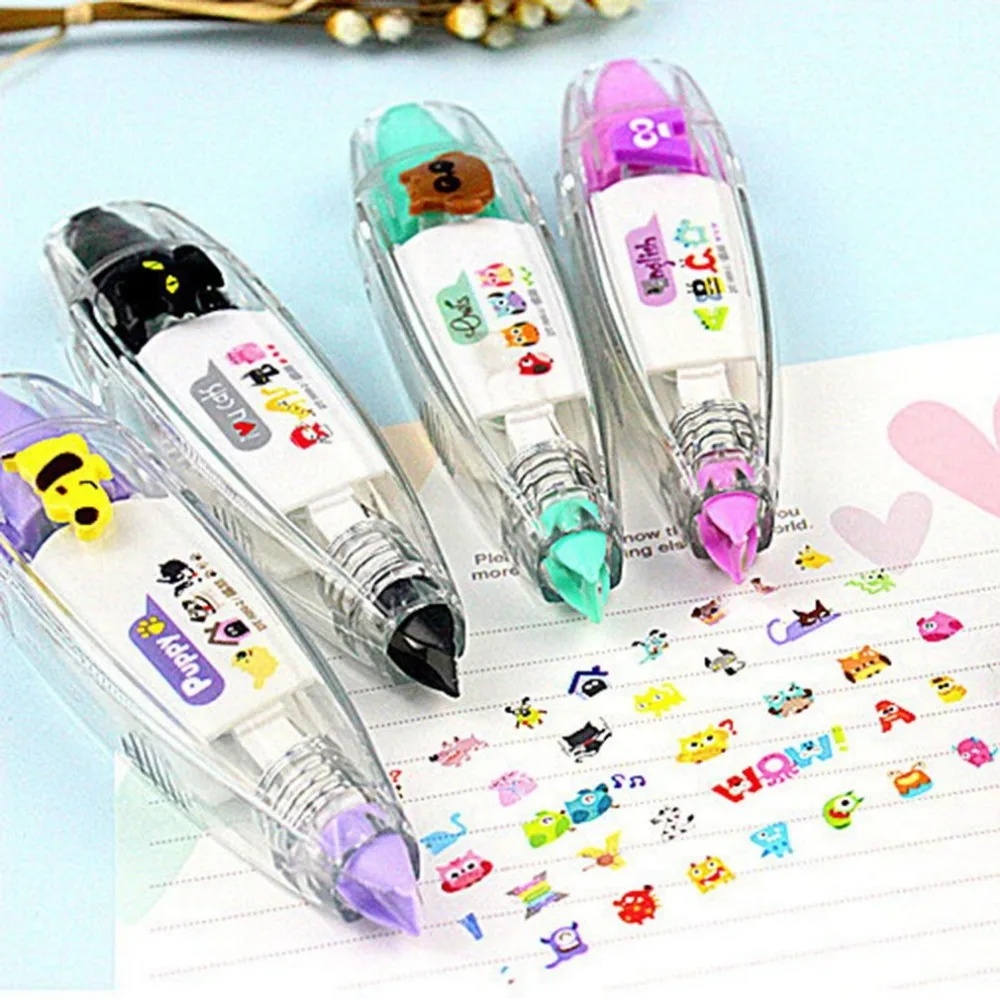 

2018 Newest Animals Press Type Decorative Correction Tape Diary Stationery School Supply Hand Account Decoration