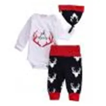 Autumn Baby Clothes Set 3pcs Newborn Baby Boys Girl Tops Oh Deer Bodysuit + Leggings Pants +Hat 3pcs Outfits Clothes Baby Set