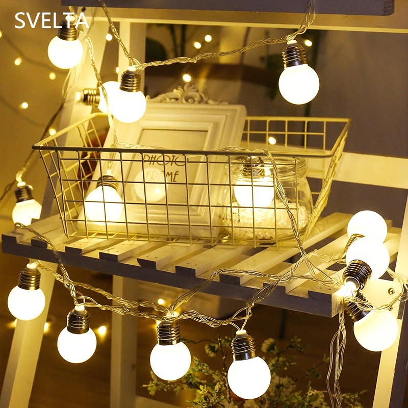 

SVELTA 5M 20 Gerlyanda Battery Powered Ball LED String Lights Retro Garland Christmas Fairy Lights Holiday Decoration For Room