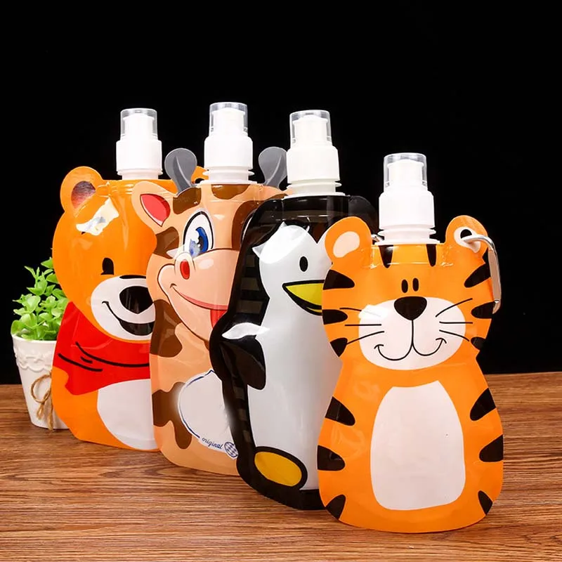 

Hot New 1 Pc 360ml Eco Friendly Foldable Cartoon Baby Water Bottle Feeding Bag Cups Travel Drink Bottle Safe for Kids