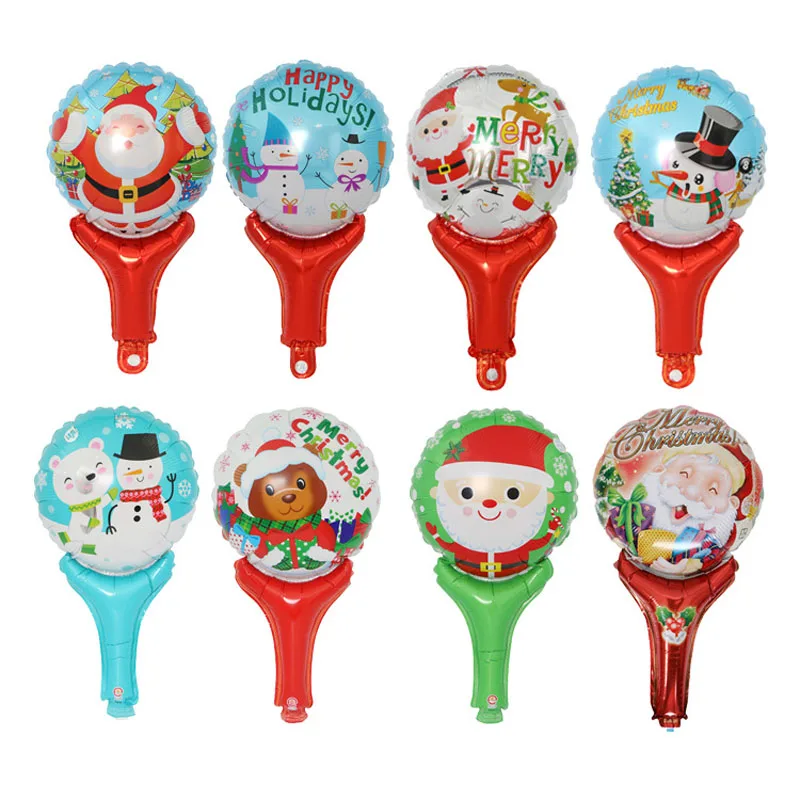 

Hot 1pcs Snowman Santa Handle Stick Foil Balloon Christmas Child Cheering Stick Foil Balloon Christmas High Quality Globos