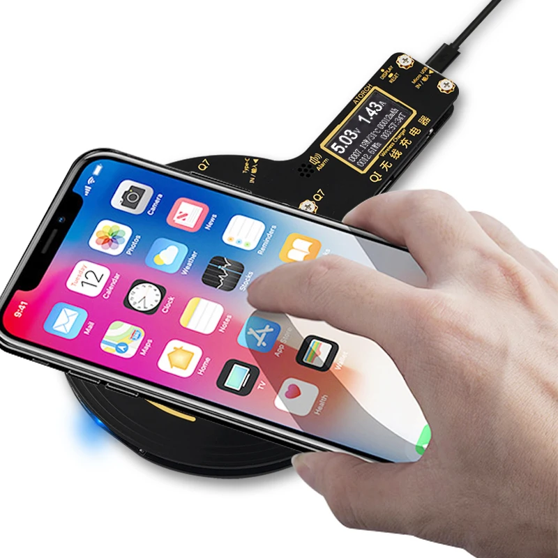 ATORCH цифровой дисплей Q7 Зарядное устройство для мобильного телефона Qi Беспроводное зарядное устройство для iPhone 8X8 Plus samsung Galaxy S8 S9 S7 usb быстрое зарядное устройство