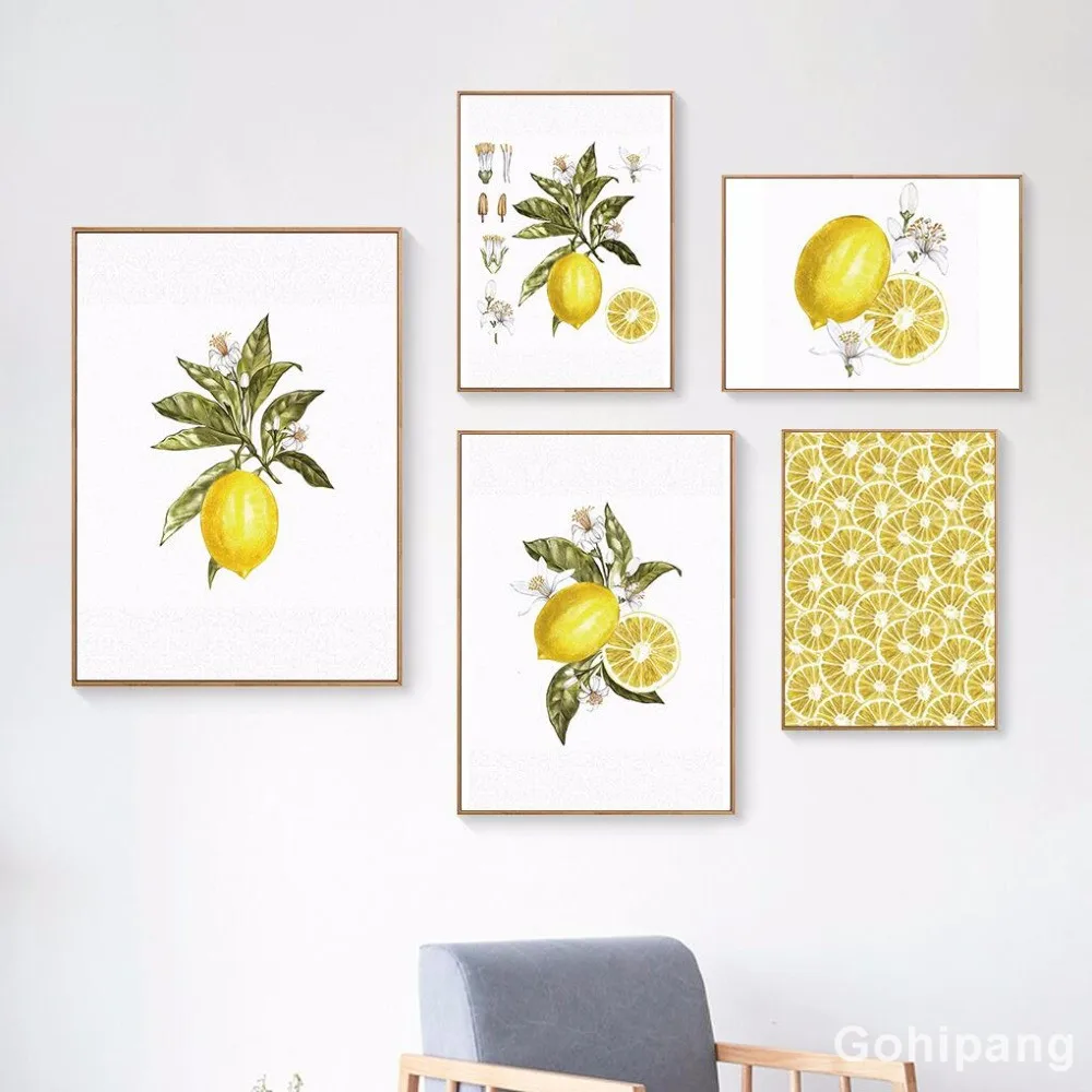 

Nordic Art Fruit Lemon Canvas Painting Abstract Wall Pictures For Living Room Modern Home Decoration Posters And Prints No Frame