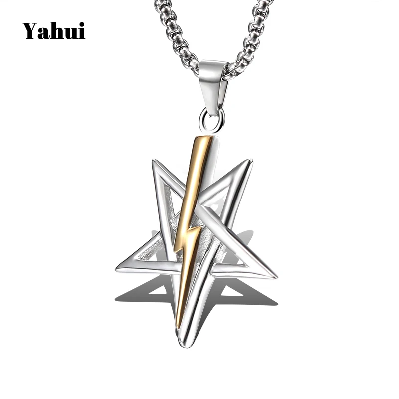 YaHui Нержавеющая сталь Золото и серебро fulmination пентаграмма ожерелья подвески jewelry