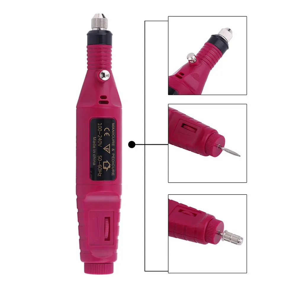 1 Набор, профессиональный Электрический Маникюрный станок, красная дрель, ручка для педикюра, пилочка для ногтей, набор инструментов для маникюра, средство для ухода за ногами, евро вилка