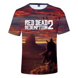 Короткий рукав 3D печати изображения из фильма «RED Dead Redemption» 2 футболки для мальчиков/девочек зомер korte хип 3D красный изображения из фильма