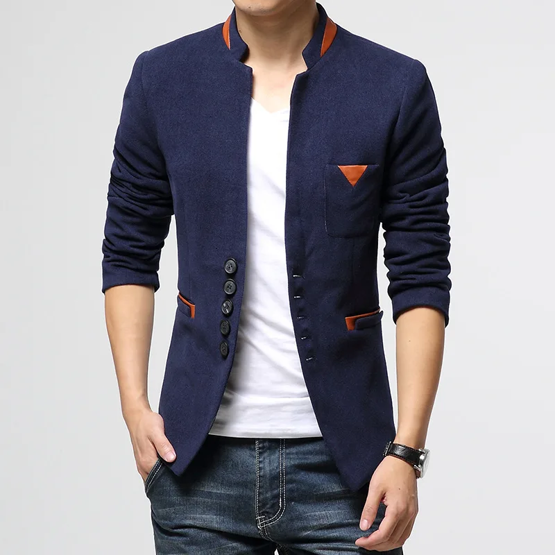 Free Shipping Top Quality Men's Woolen Single Button Casual Blazer Business Slim Jacket Coat SIZE M-3XL | Мужская одежда