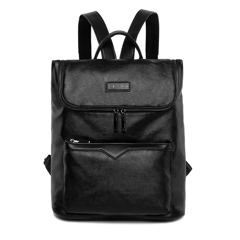 

New European and American Fashion Sheepskin Vertical Unisex Backpack Vertical Vertical Large-capacity Function Travel Backpack