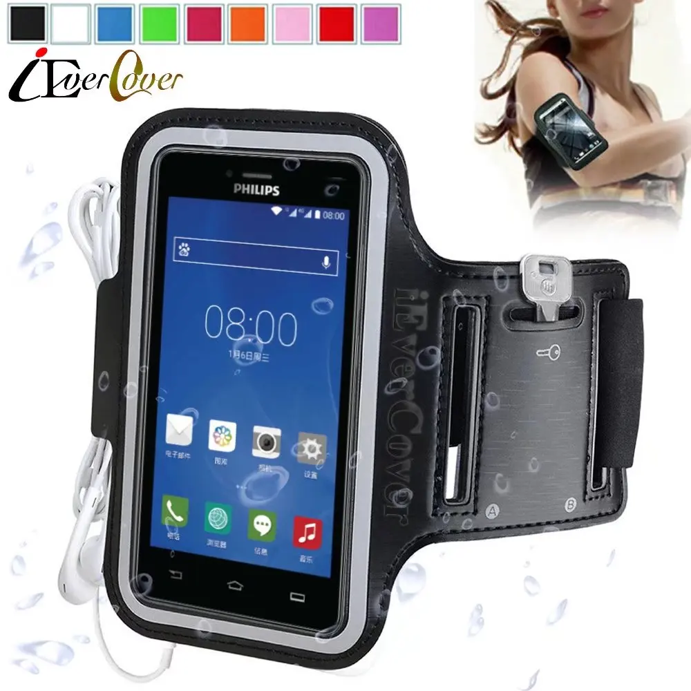 

Sport Running Arm Band Case for Philips Xenium V387 V8526 I908 S398 S399 W3509 W6618 W6610 W8560 Phone Waterproof PU Leather Bag
