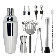 10-11 шт./компл. коктейльный барный шейкер набор с мерный стаканчик ложка-мешалка из нержавеющей стали Бар инструменты-встроенный ситечко бармена