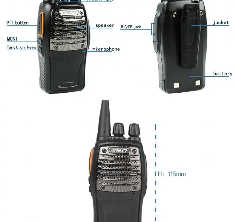 1 шт. KSUN X-31TFSI портативная рация VOX Функция 5 Вт ручной Pofung UHF 400-470 МГц 16CH двухсторонний портативный любительский радиопередатчик