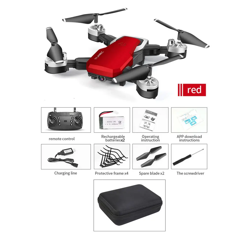 HJ28-1 Foldable 5MP Camera RC Drone Wifi FPV Altitude Hold Gesture Photo/Video RC Quadcopter With Storage Bag& 2PCS Batteries - Цвет: Черный