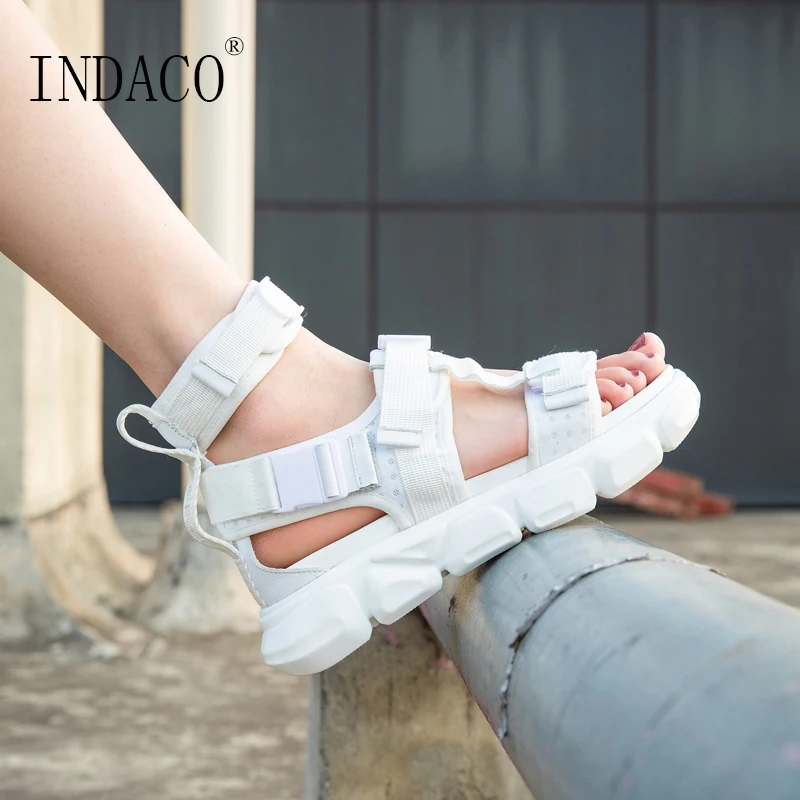 

Sandals Women Platform Sandals Ankle Strap Leather Casual Summer Shoes 2019 5cm 35-42