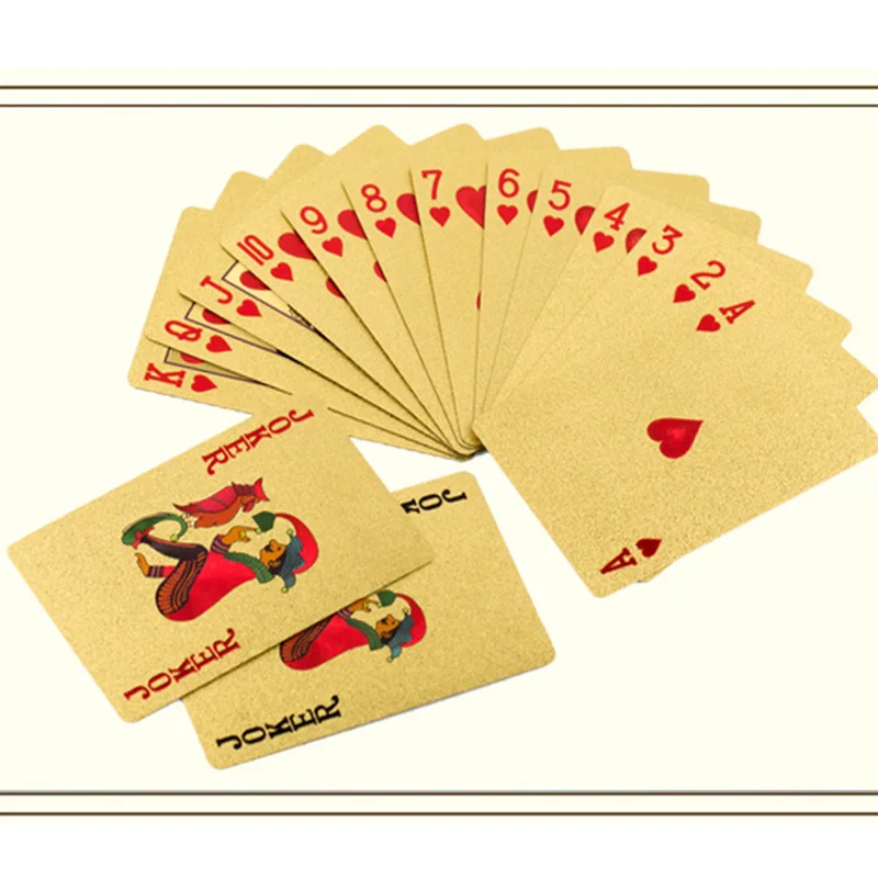 Водонепроницаемые карты для покера, позолоченные карты для покера, игральные карты, игры для спорта, отдыха, головоломки, подарок, Роскошные карты золотого цвета 10