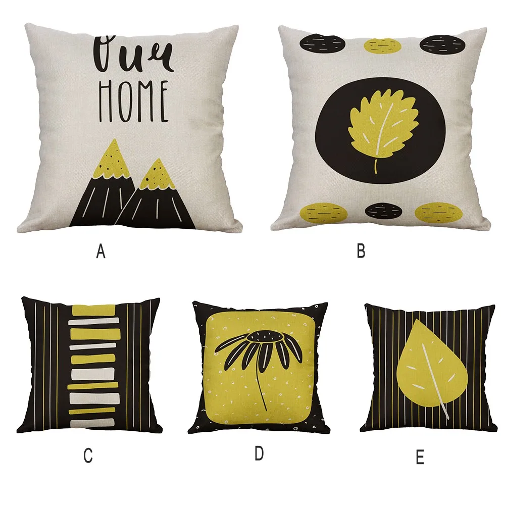 

Super Soft Pillow Case Simple linen printed Pillow Cover letter yellow texture hug pillowcase 40X40cm