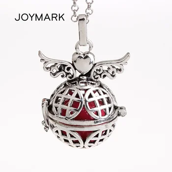 

5pcs/lot Double Angel Wings Classic Pattern Hollow Cage Mexican Chime Magic Box Pendant Harmony Pregnancy Necklace HCPN49