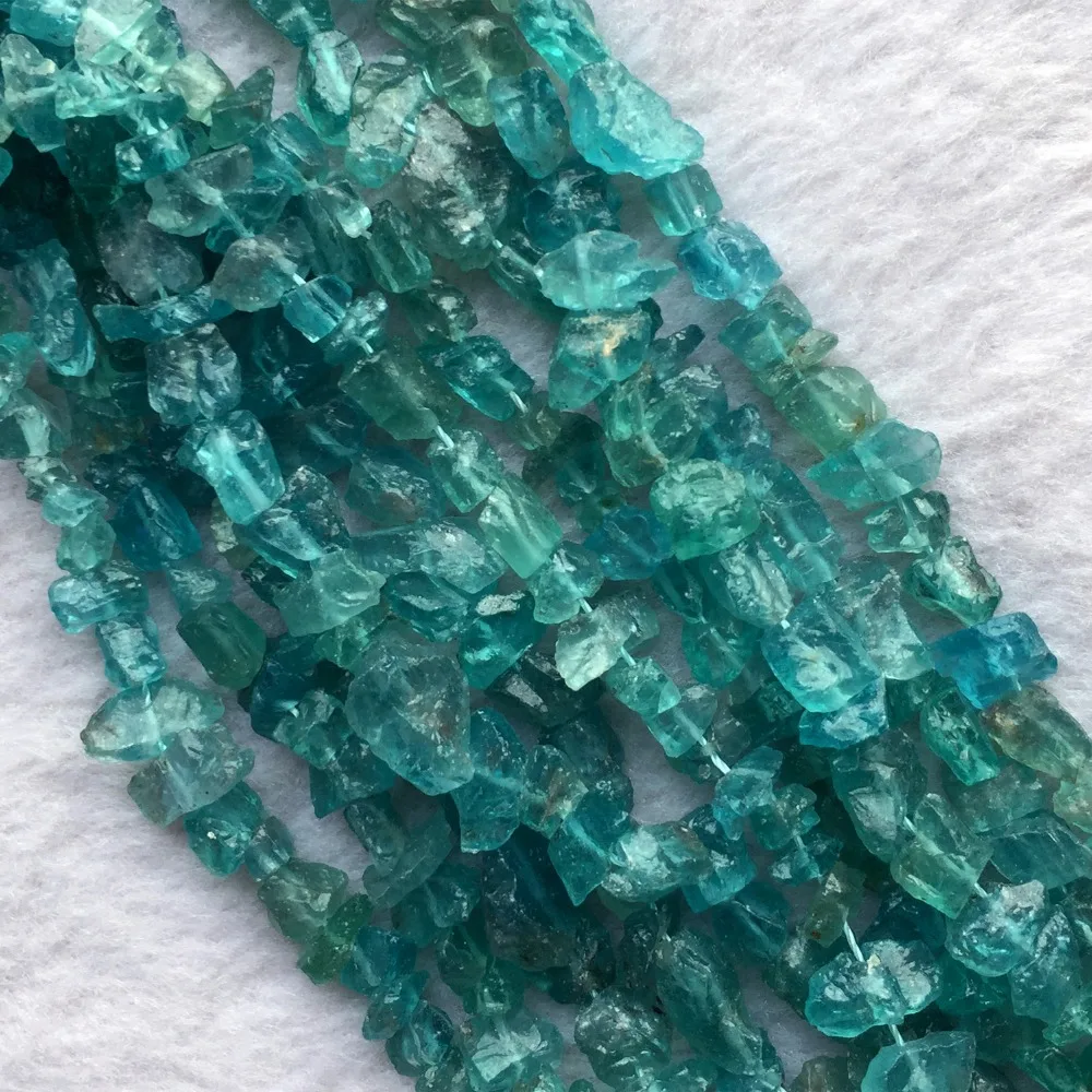 

Sri Lanka Natural Genuine Raw Mineral Green Blue Apatite Fluorapatite Chip Nugget Free Form Loose Rough Matte Faceted Beads 15"