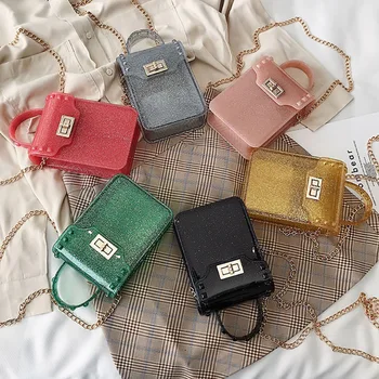 

Sequined Female bag Women's Designer Handbag Pvc Jelly Chain Girls Messenger Bag Vintage Casual Gold Phone Purse Shoulder Bags