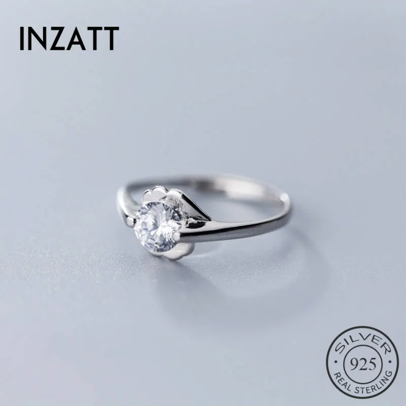 INZATT, настоящее 925 пробы, Серебряное минималистичное циркониевое кольцо для очаровательных женщин, для свадьбы, вечеринки, хорошее ювелирное изделие, Трендовое,, аксессуары, подарок