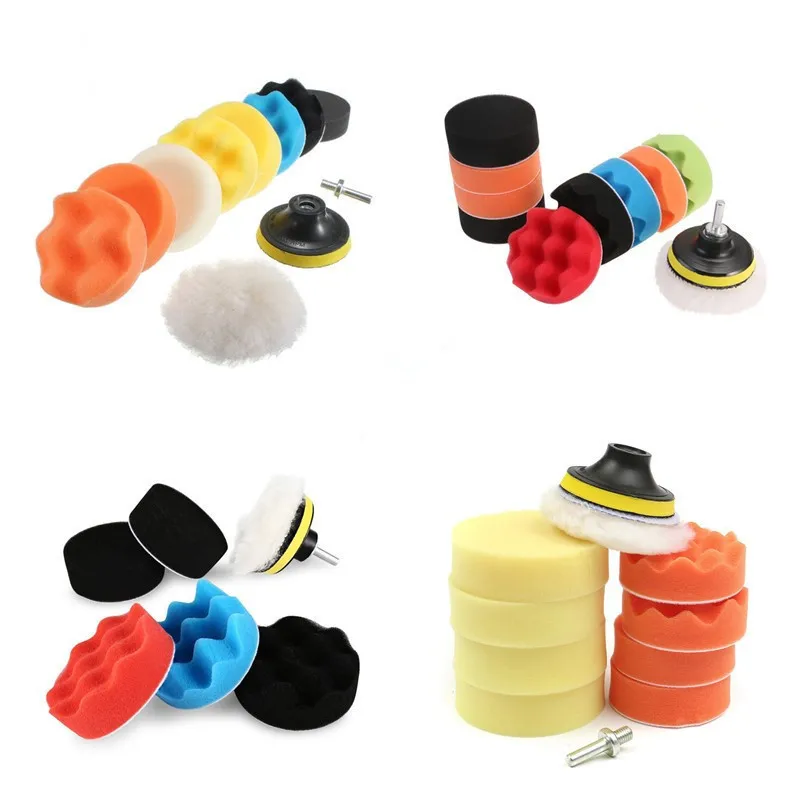 

6/7/10PCS 3 inch Buffing Pad Set Thread Auto Car Polishing pad Kit for Car Polisher + Drill Adaptor M10 Power Tools accessories