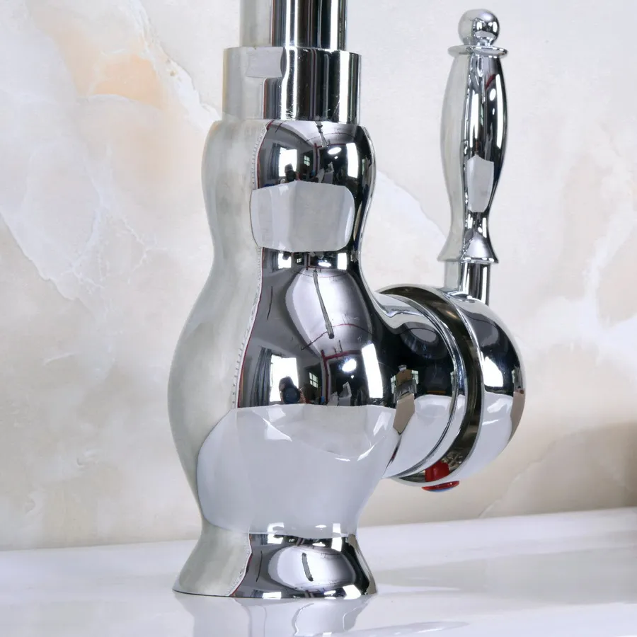 Deck Mounted Polished Chrome Brass Swivel Spout One Hole/Handle Kitchen/Bar Bathroom Sink Faucet Hot&Cold Mixer Tap anf934