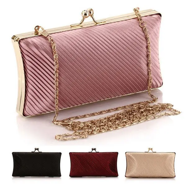 New Hottest Women Ruffled Clutch Handbag Shoulder Chain Evening Party