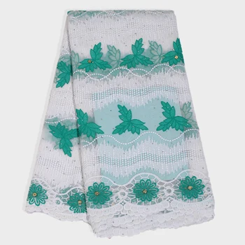 

Latest Nigerian Lace Fabric 2019 High Quality Lace Net French Tulle Lace With Rhinestones Green Mesh Women Dress Afrcian Fabric