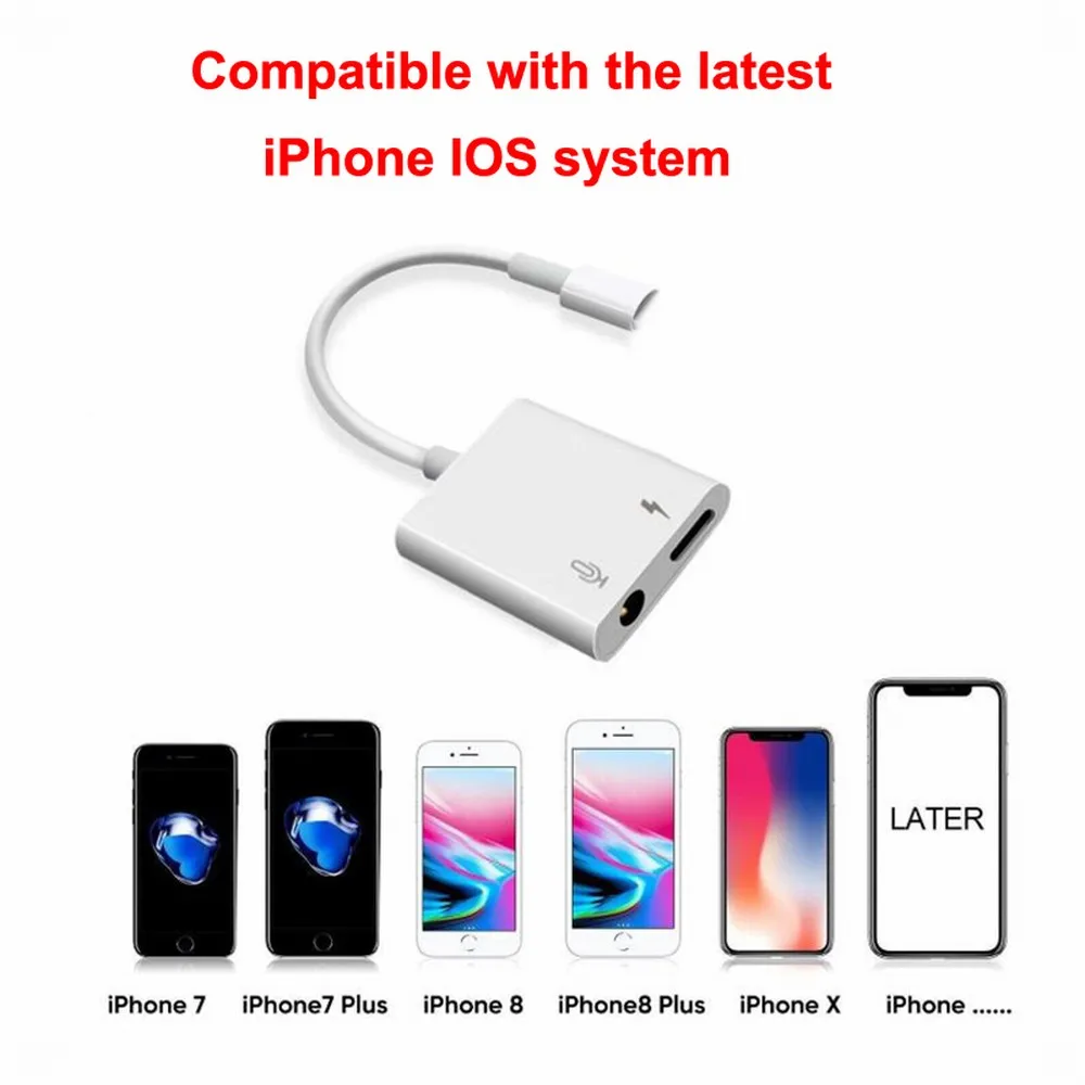 Lightning to 3 5mm Headphone Jack Aux Audio Adapter Splitter For iPhone 7 8 Plus X XS Mas XR 4 in 1 Support IOS Latest System