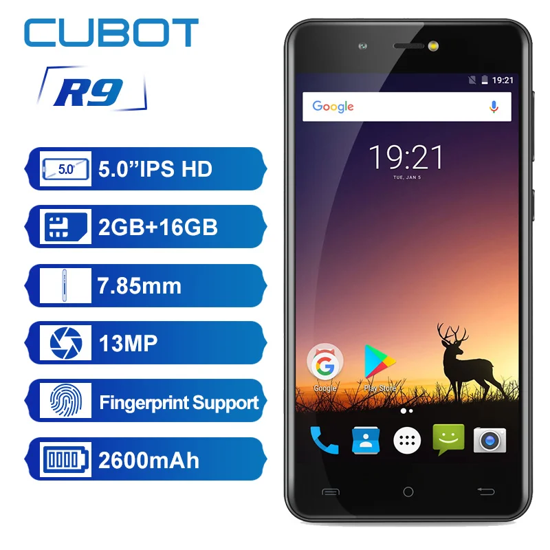 Cubot R9 4 ядра MT6580 Android 7 0 отпечатков пальцев 2 Гб Оперативная память 16 Встроенная