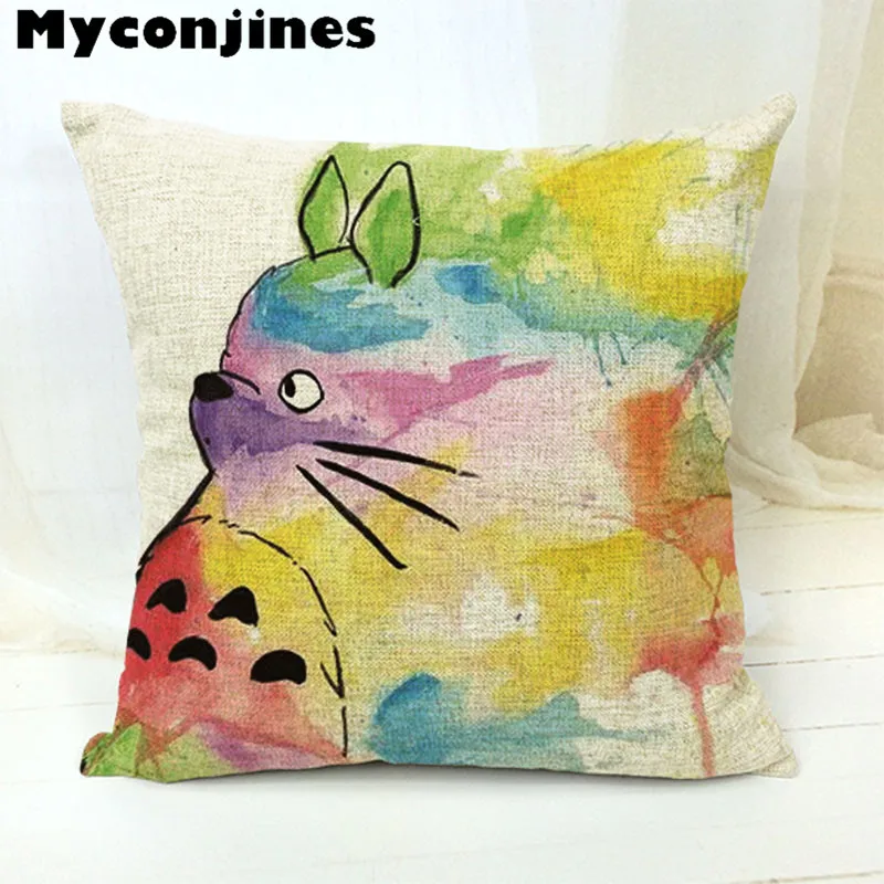 

Decorative Throw Pillows Cuteness Cushion Cover Totoro Picture Home Hotel Car Decor 45*45 Almofada Square Car Seat Funda Cojin