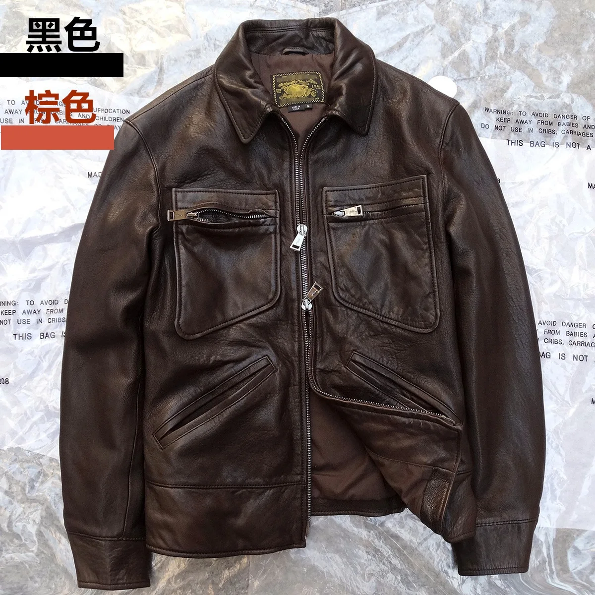 

New arrival Men's Motorcycle Coat Genuine Natural Sheepskin Leather With Pocket Male Short Jacket Black Brown XS XL XXL XXXL 3XL