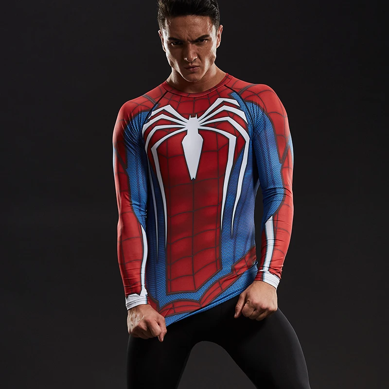 Реглан рукав Человек-паук 3D печатных футболки для мужчин сжатия рубашки Черная пятница топы для мужчин фитнес бодибилдинг одежда