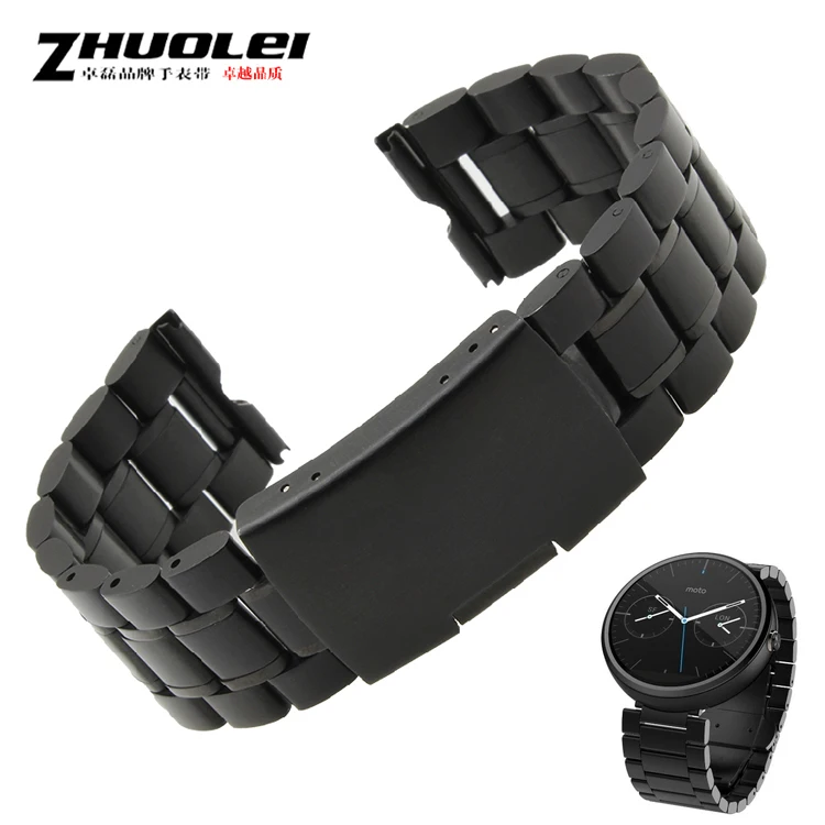 22mm Black Stainless Steel Replacement font b Watch b font Strap Band For Motorola Moto 360 22mm Black Stainless Steel Replacement font b Watch b font Strap Band For Motorola Moto 360