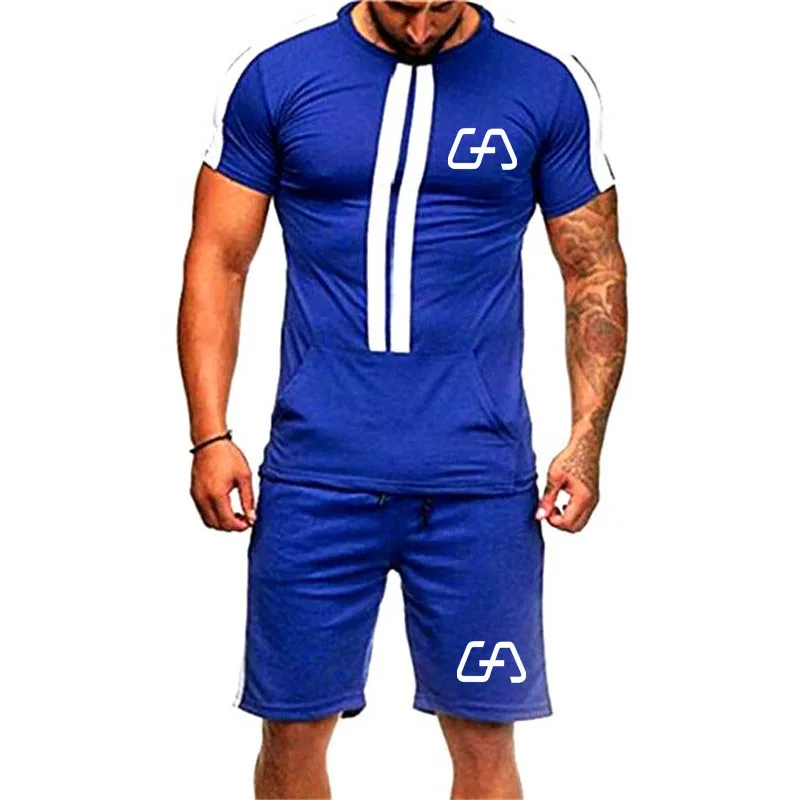

running set suits Running T Shirt men Running Shorts men Training GYM Workout Exercise T shirt 2-piece set Quick Dry shirt plus