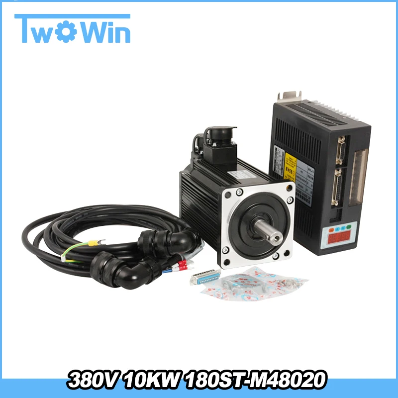 

AC servo motor 180ST-M48020 AC 380V Servo motor 10KW 48N.M 2000rpm AC Servo Motor + 380V Servo driver with 3 meter cable