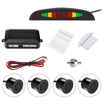 

Car Auto Parktronic LED Parking Radar With 4 Parking Sensors Backup Car Parking Radar Monitor Detector System Backlight Display