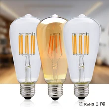 Рождество Винтаж электрическая лампочка эдисона лампа накаливания лампа ST64 E27 220 В 110 4 Вт 6 Вт 8 Вт подвесной светильник в стиле ретро для домашнее декоративное освещение