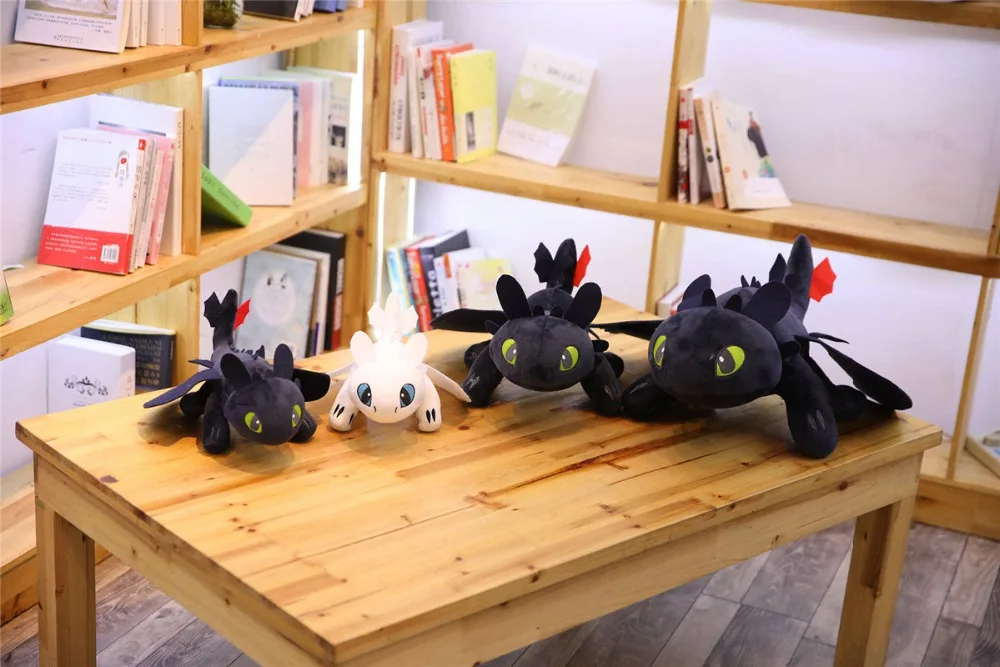 60cm Giant How To Train Your Dragon 3 Plush Toy Toothless Light Fury/Night Fury Stuffed Plush Doll Gift for Kids Birthday