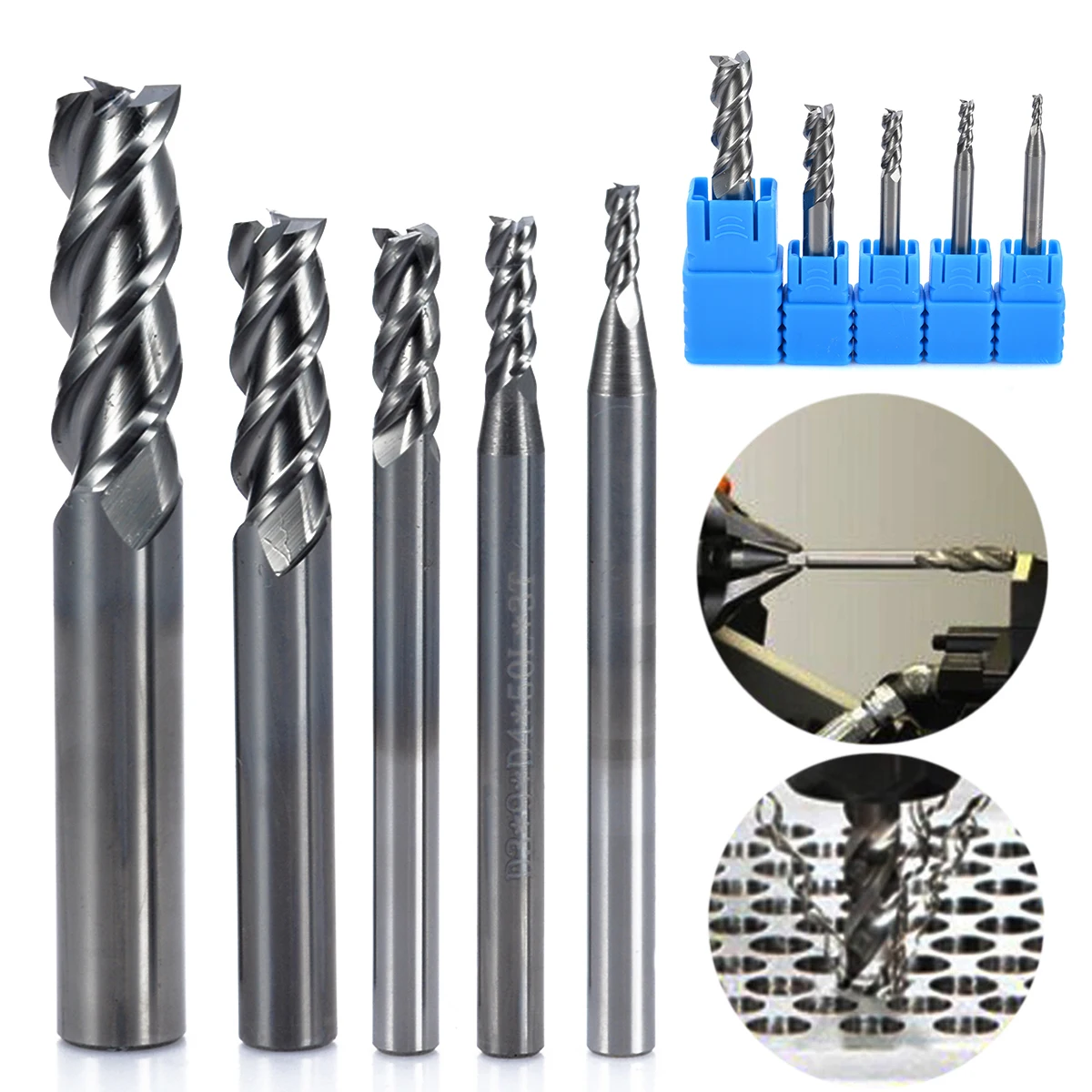 

5pcs Tungsten Steel 3 Flute Milling Cutter HRC50 Solid Carbide End Mill 2/3/4/6/8mm For CNC Aluminum