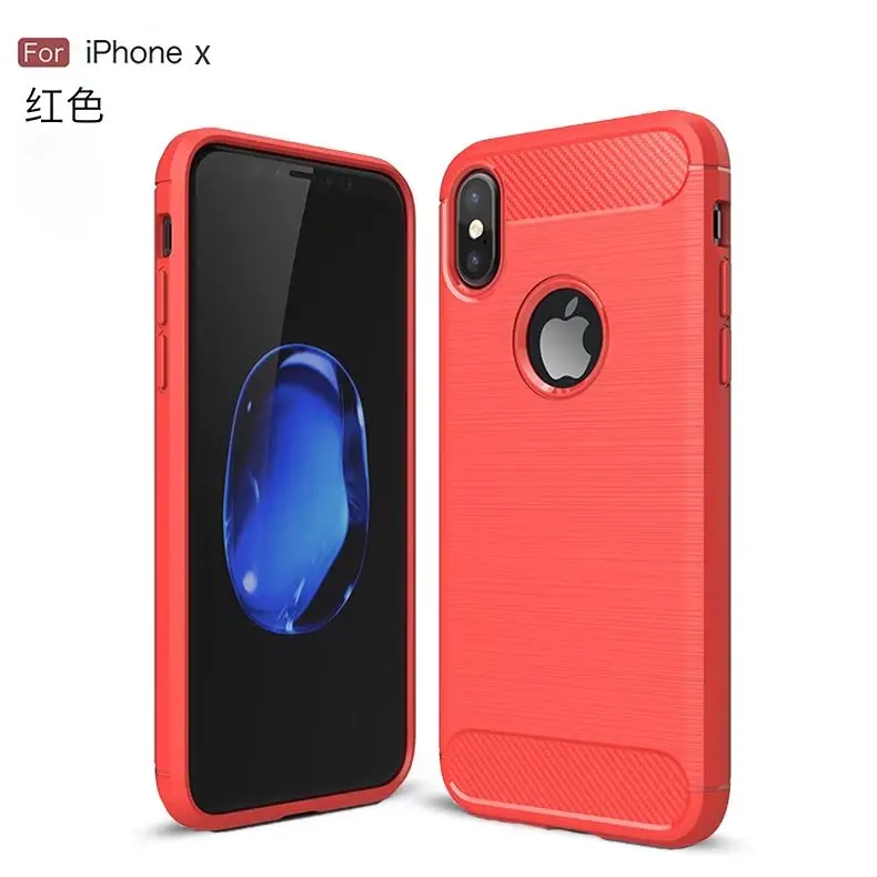 100 шт./лот для IPhone X Case, Heavy Duty защитный чехол для задней панели из углеволокна и прочный шероховатый ТПУ гелевый Чехол