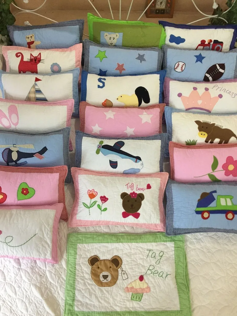 

New! All cotton hand cloth embroidered children's hand pillowcase, kindergarten baby pillowcase, 30 * 50cm