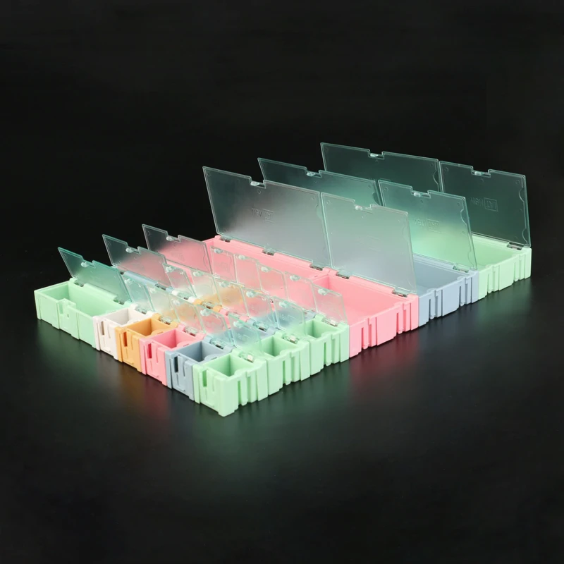 50Pcs Green SMT SMD Container Box Electronic Components Self-locking buckle Mini Storage Case (2)