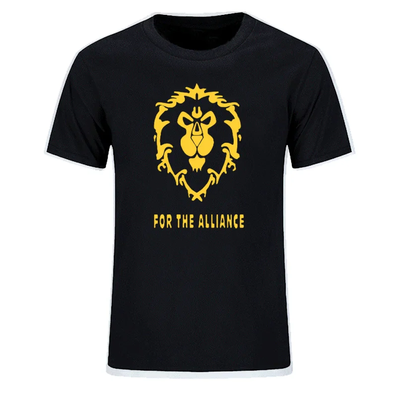 New Summer Fashion Game WOW ALLIANCE&ampHorde T Shirts Mens Graphic Cotton Short Sleeve Round Neck Plus Size casual Tops Tees | Мужская